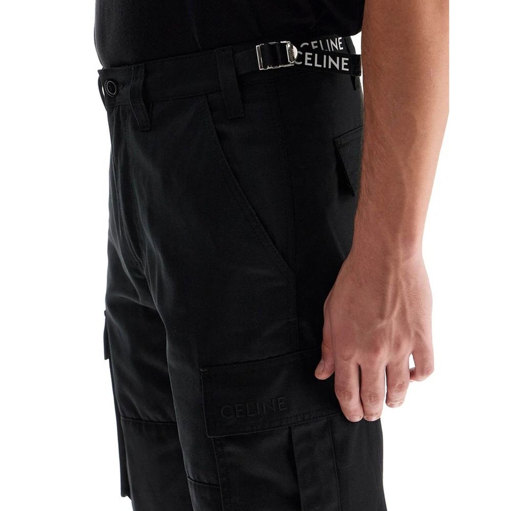 Men’s Celine Black Cotton Cargo Pants