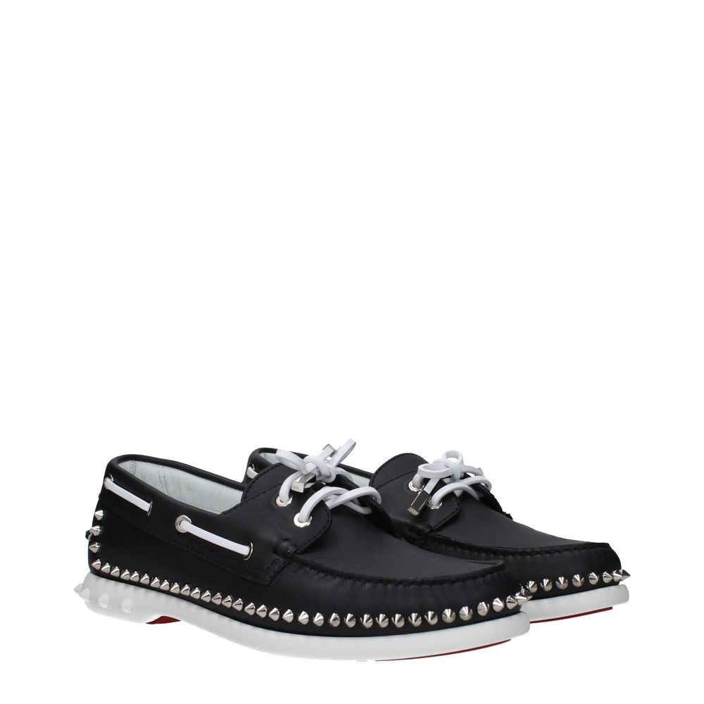 Men’s Christian Louboutin Black Leather Slip-on Loafers