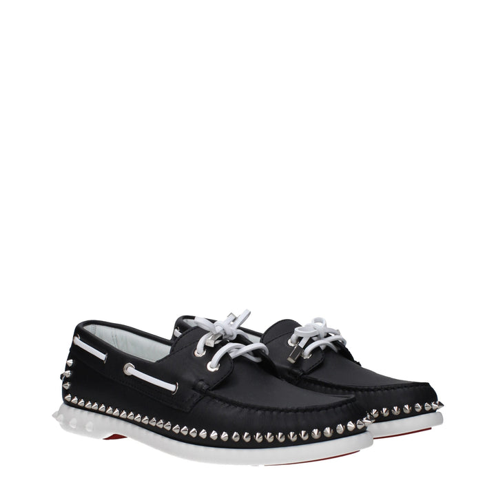 Men’s Christian Louboutin Black Leather Slip-on Loafers