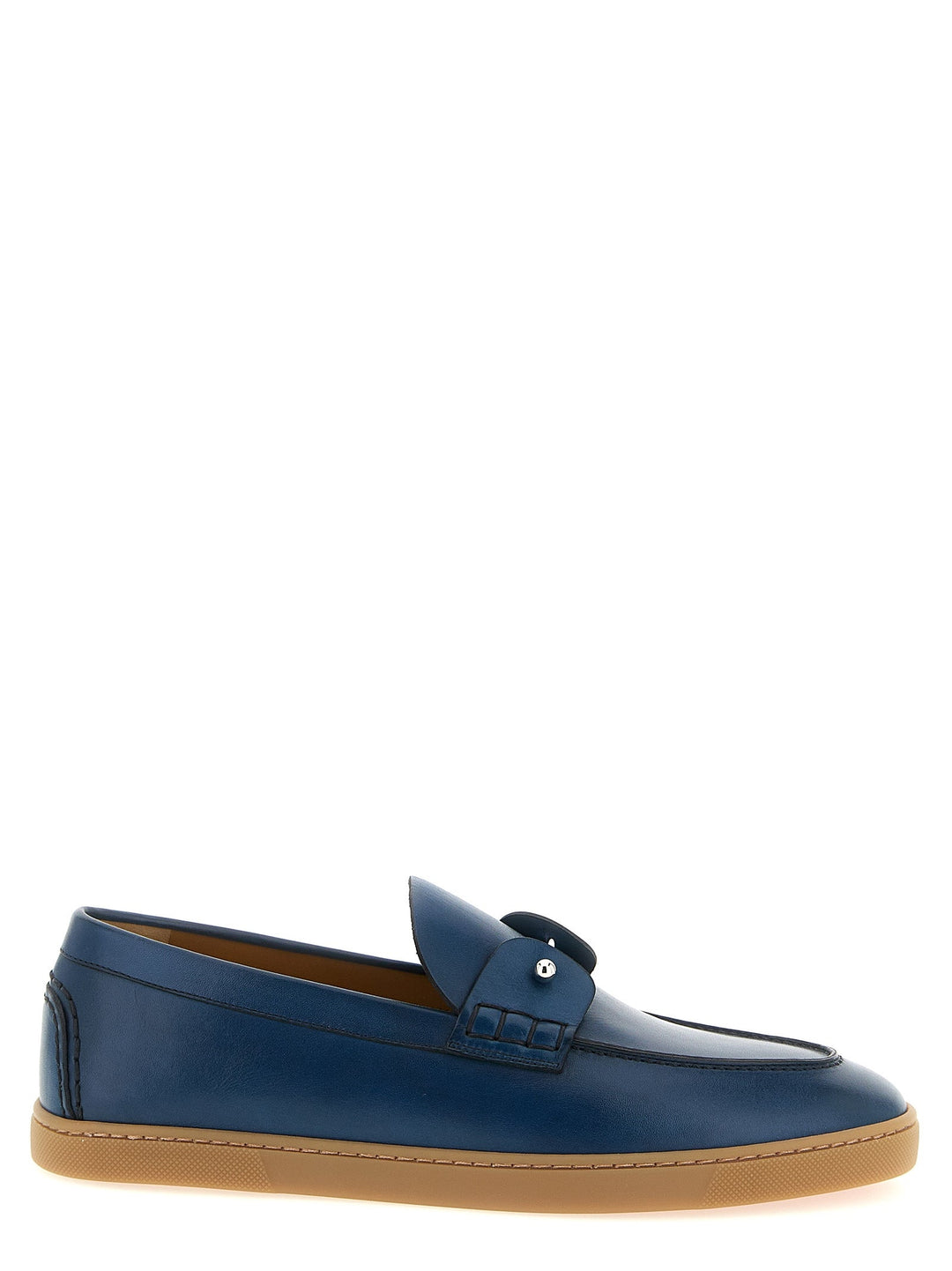 Men’s Christian Louboutin Blue Calfskin Slip-on Loafers