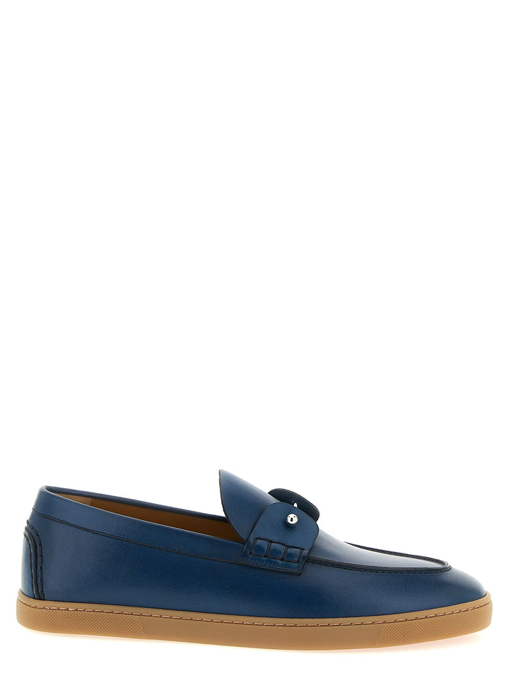 Men’s Christian Louboutin Blue Calfskin Slip-on Loafers