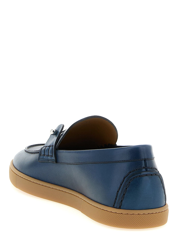 Men’s Christian Louboutin Blue Calfskin Slip-on Loafers