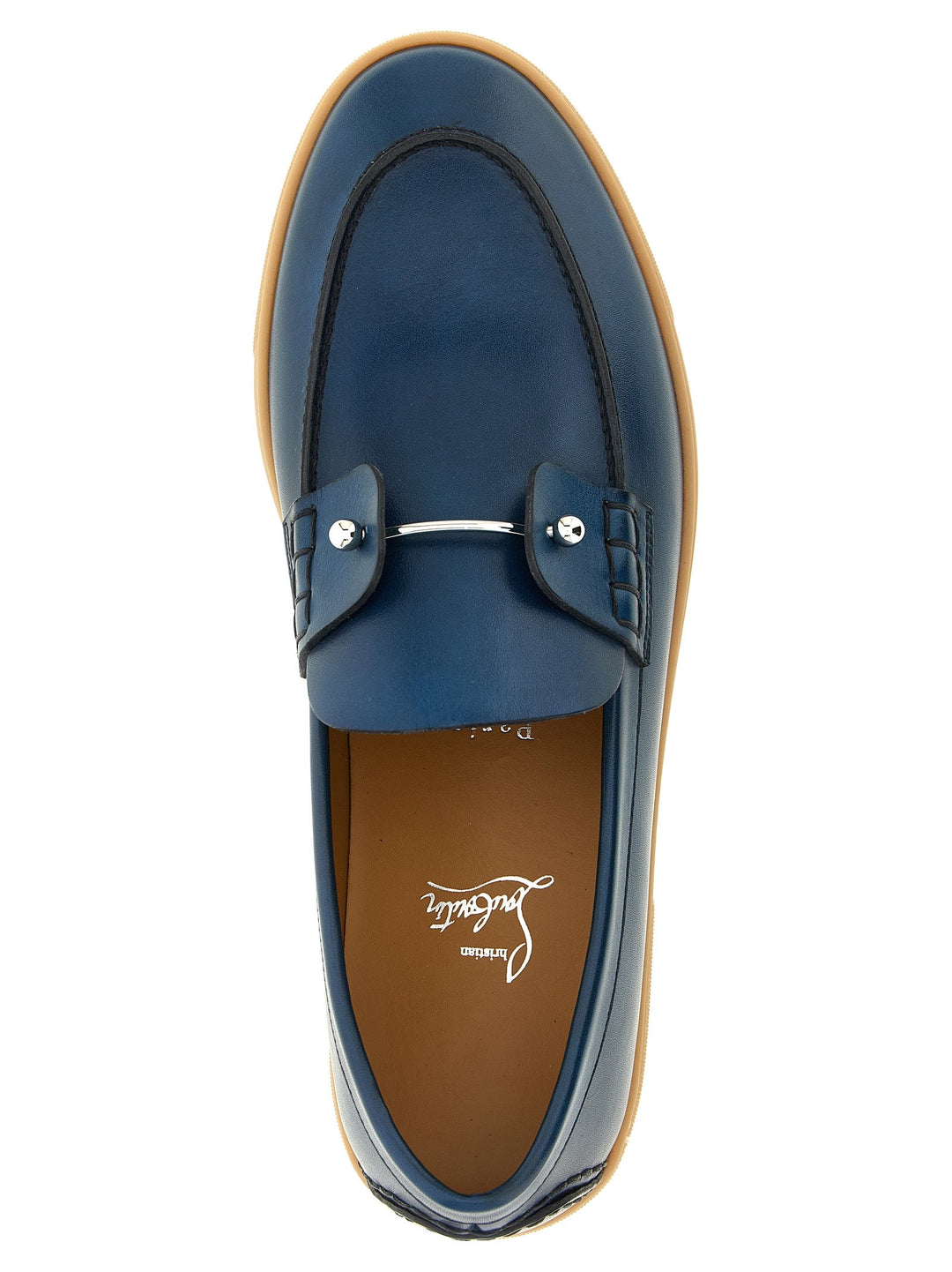 Men’s Christian Louboutin Blue Calfskin Slip-on Loafers