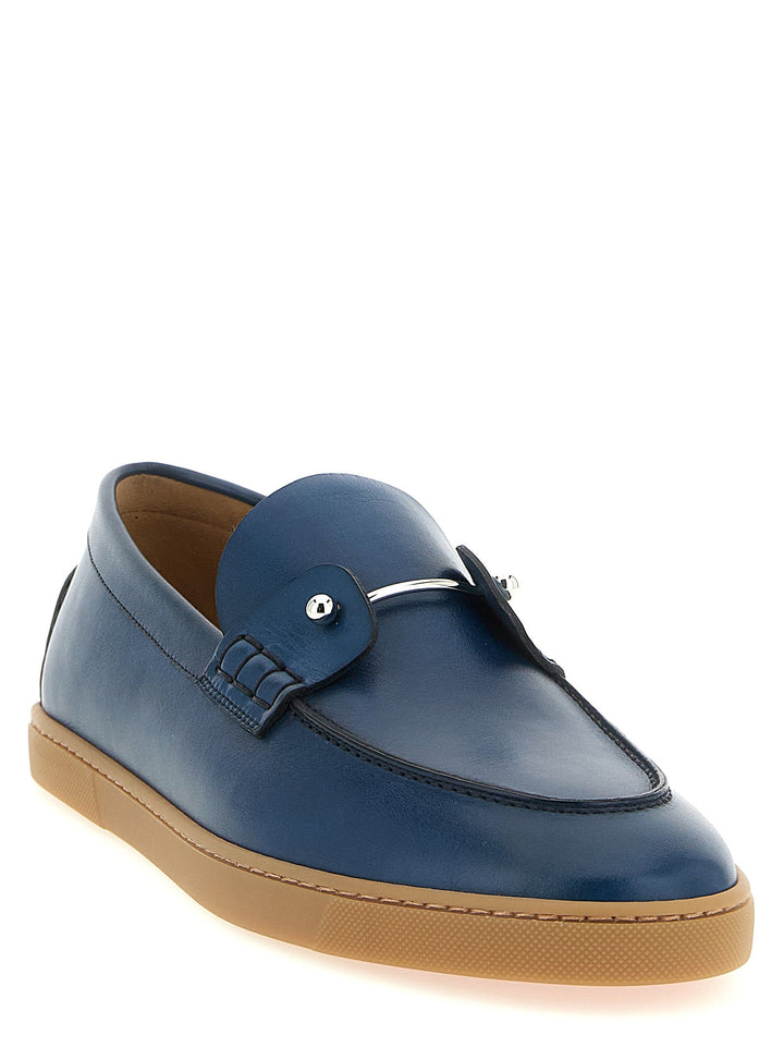 Men’s Christian Louboutin Blue Calfskin Slip-on Loafers