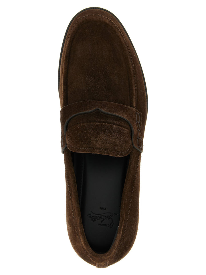 Men’s Christian Louboutin Brown Calfskin Slip-on Loafers