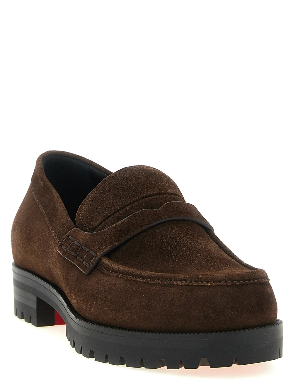 Men’s Christian Louboutin Brown Calfskin Slip-on Loafers