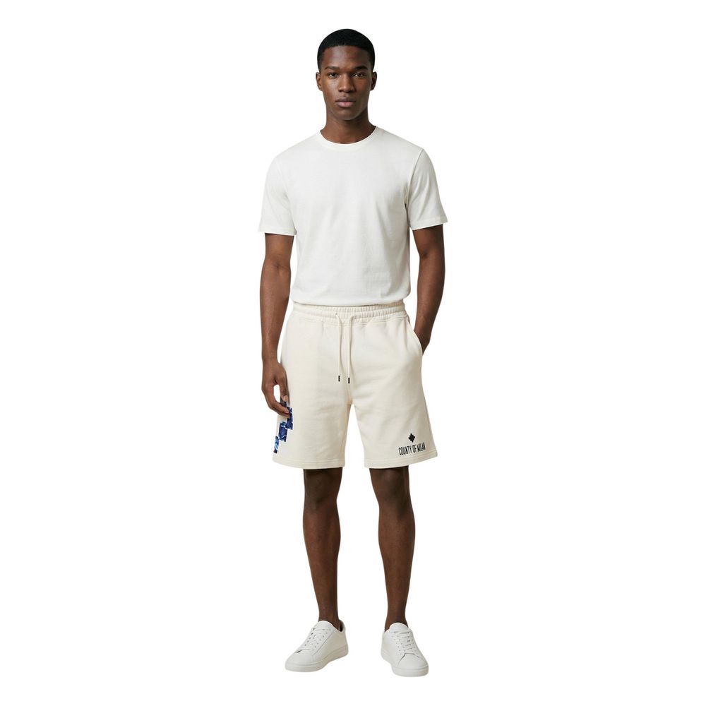Men’s County of Milan Cream Cotton Bermuda Shorts