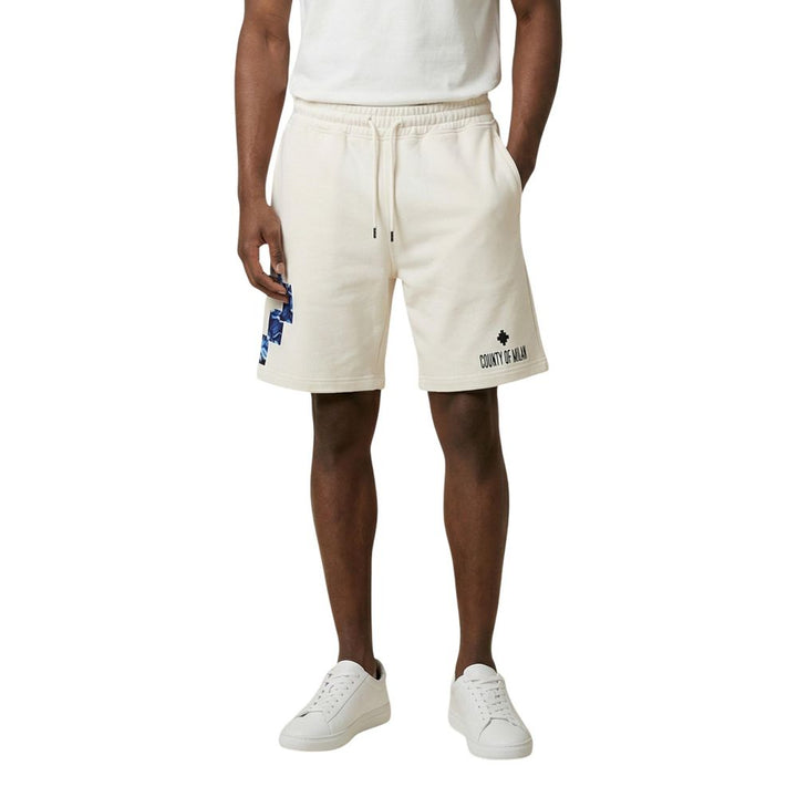 Men’s County of Milan Cream Cotton Bermuda Shorts