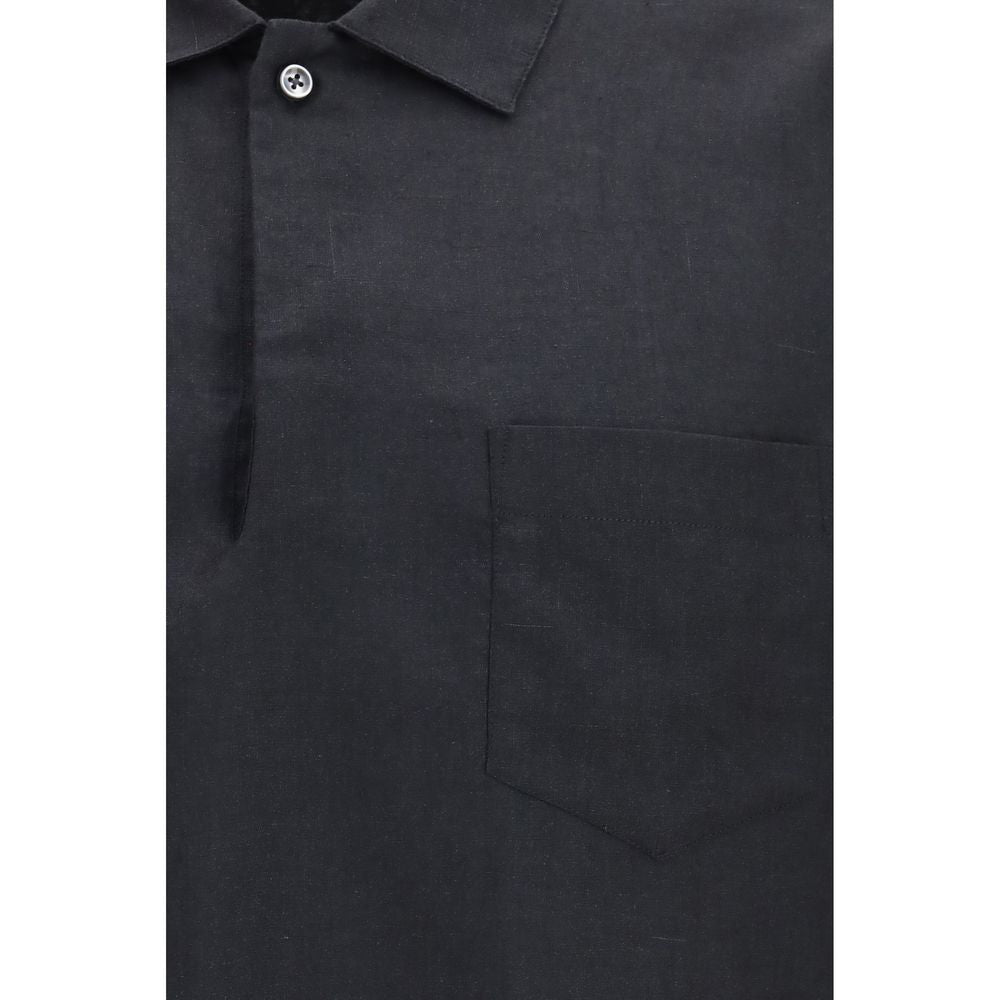 Men’s Deperlu Black Linen Dress Shirt