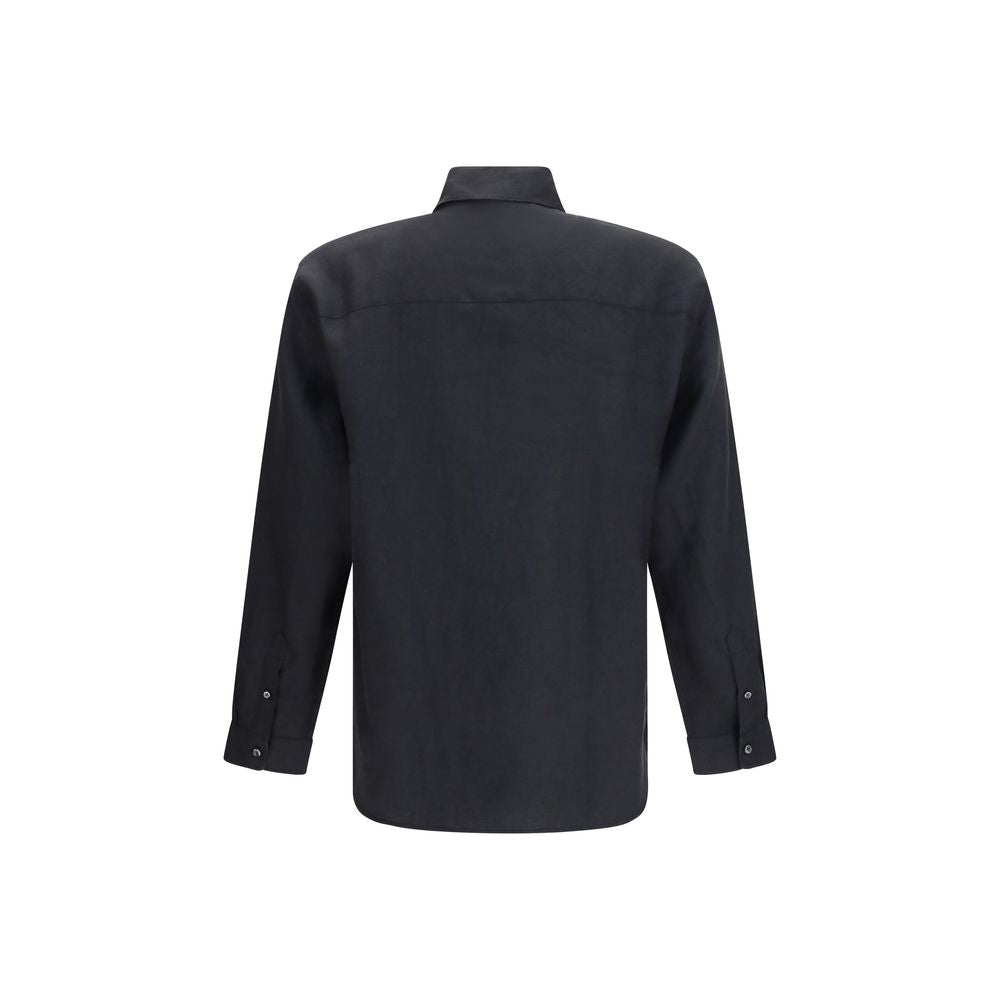 Men’s Deperlu Black Linen Dress Shirt