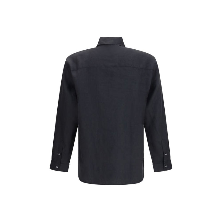 Men’s Deperlu Black Linen Dress Shirt
