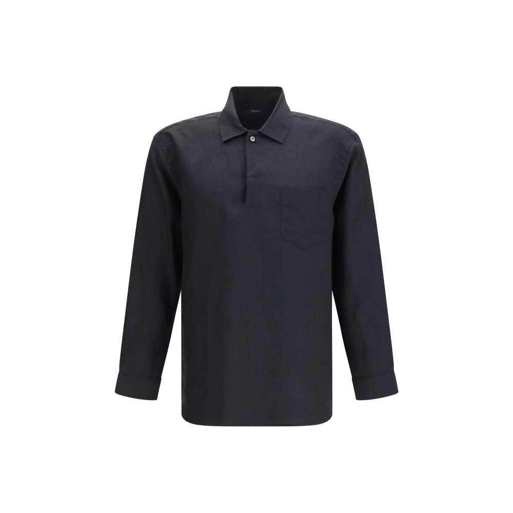 Men’s Deperlu Black Linen Dress Shirt
