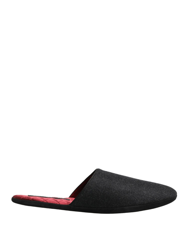 Men’s Dolce &amp; Gabbana Anthracite Wool Cashmere Quilted Slippers Shoes