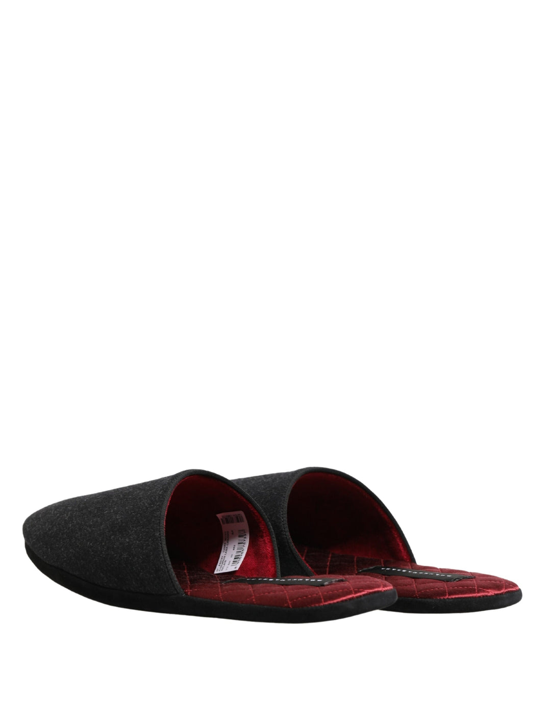 Men’s Dolce &amp; Gabbana Anthracite Wool Cashmere Quilted Slippers Shoes