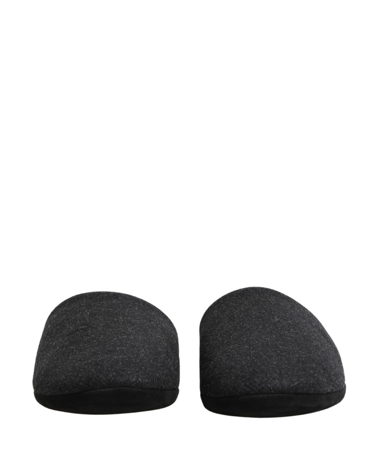 Men’s Dolce &amp; Gabbana Anthracite Wool Cashmere Quilted Slippers Shoes