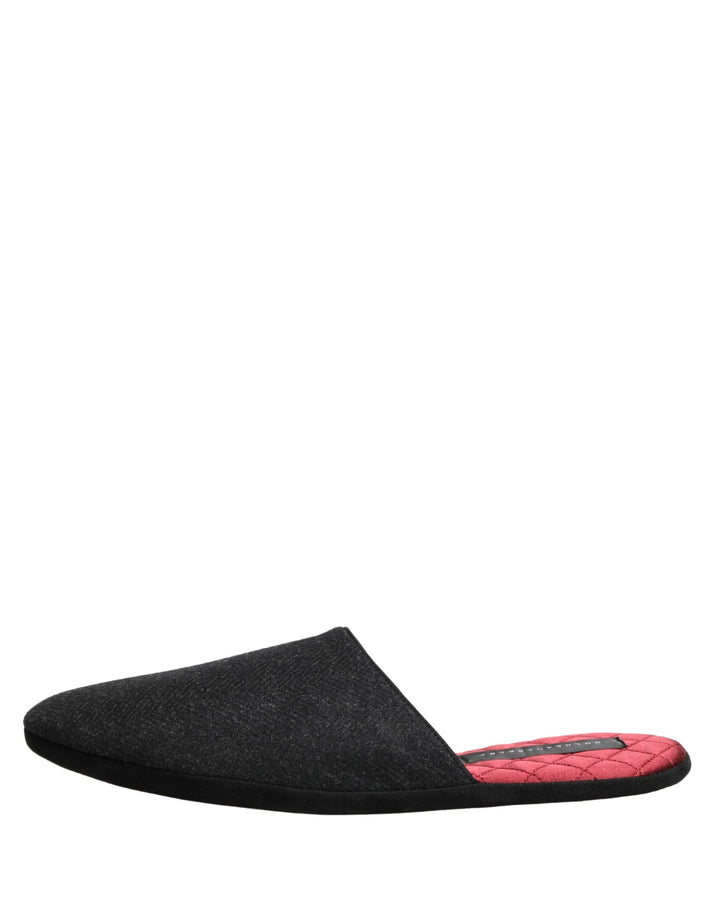 Men’s Dolce &amp; Gabbana Anthracite Wool Cashmere Quilted Slippers Shoes
