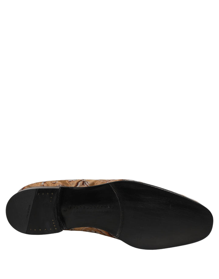 Men’s Dolce &amp; Gabbana Beige Brocade Men Slip on Dress Loafers Shoes