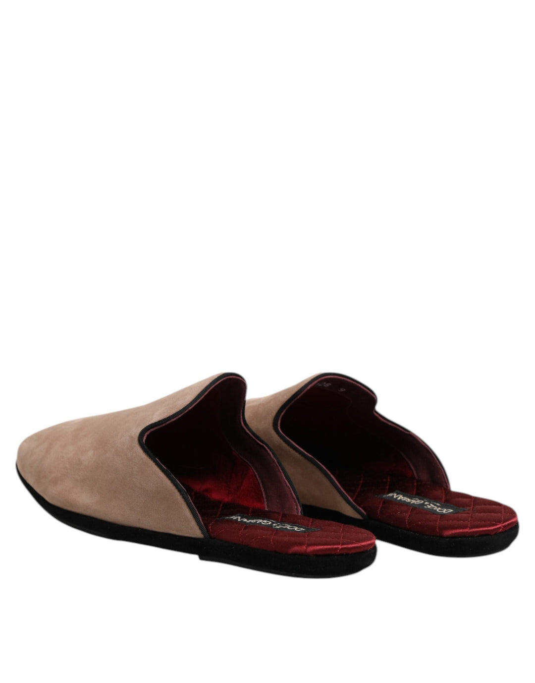 Men’s Dolce &amp; Gabbana Beige Capra Suede Slides Flat Slipper Shoes
