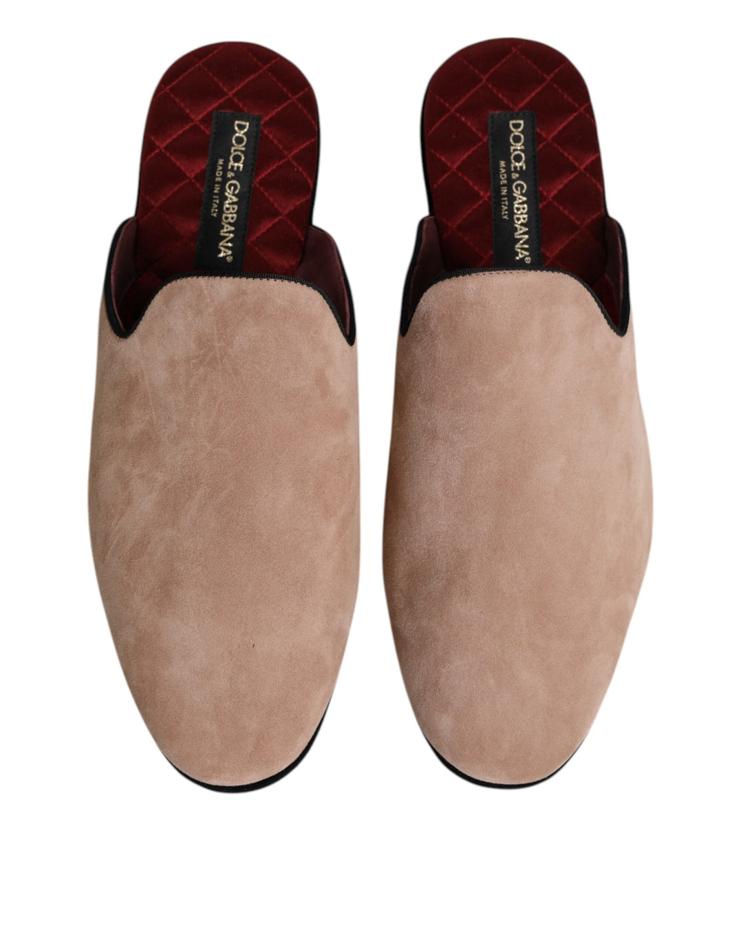 Men’s Dolce &amp; Gabbana Beige Capra Suede Slides Flat Slipper Shoes