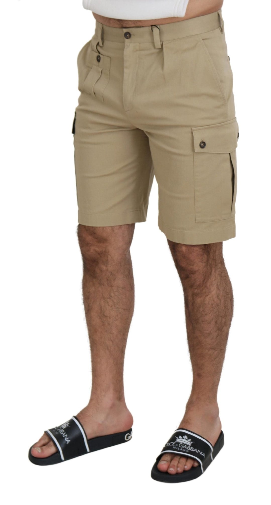 Men’s Dolce &amp; Gabbana Beige Cotton Cargo Bermuda Shorts