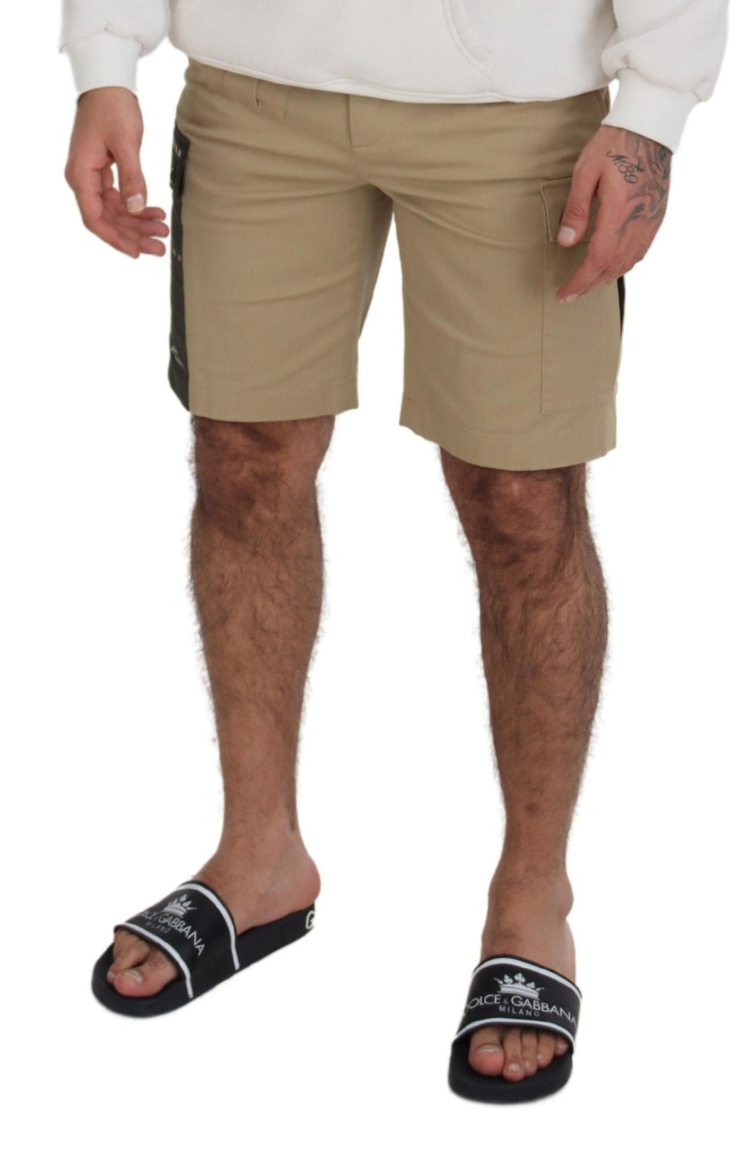 Men’s Dolce &amp; Gabbana Beige Cotton Cargo Bermuda Shorts