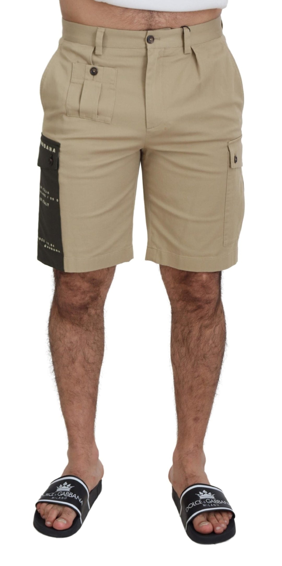Men’s Dolce &amp; Gabbana Beige Cotton Cargo Bermuda Shorts