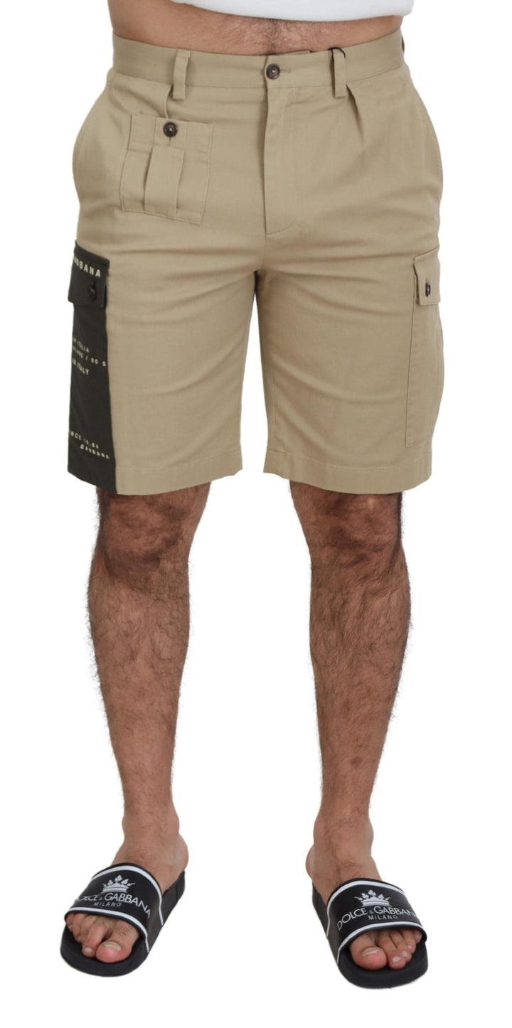 Men’s Dolce &amp; Gabbana Beige Cotton Cargo Bermuda Shorts