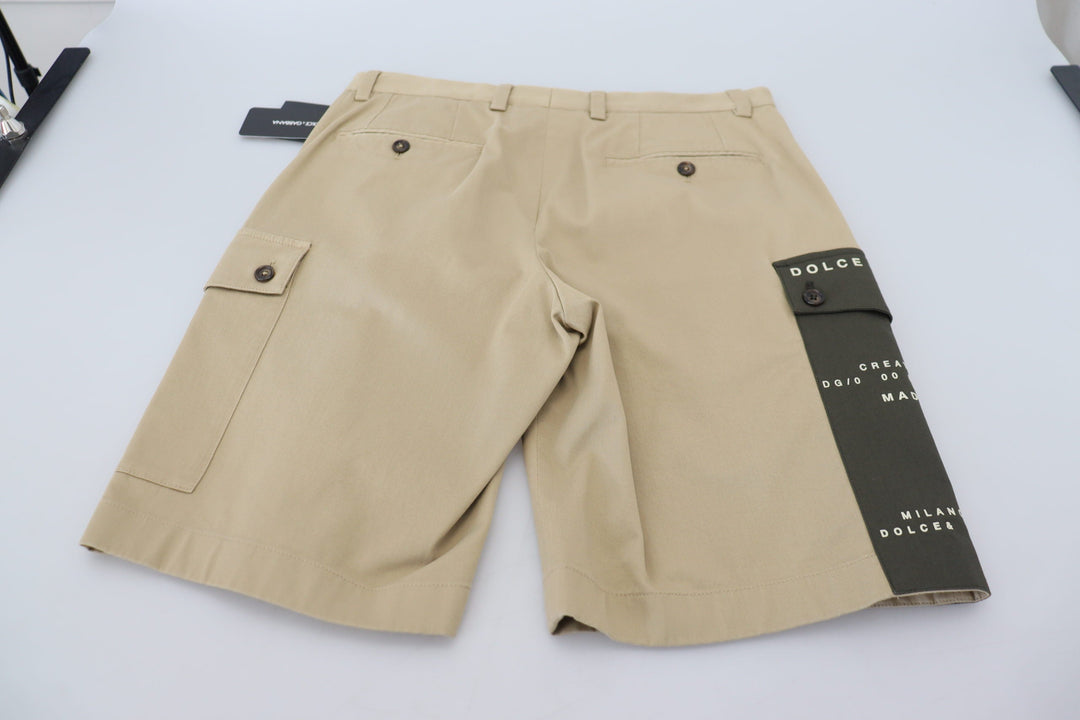 Men’s Dolce &amp; Gabbana Beige Cotton Cargo Bermuda Shorts