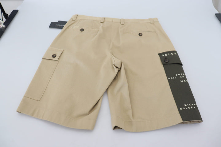 Men’s Dolce &amp; Gabbana Beige Cotton Cargo Bermuda Shorts