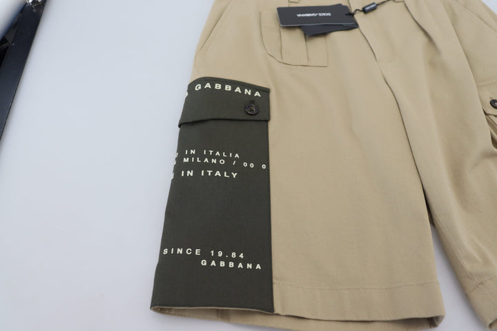 Men’s Dolce &amp; Gabbana Beige Cotton Cargo Bermuda Shorts