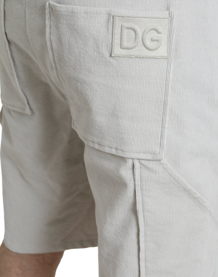 Men’s Dolce &amp; Gabbana Beige Cotton Corduroy Logo Bermuda Shorts