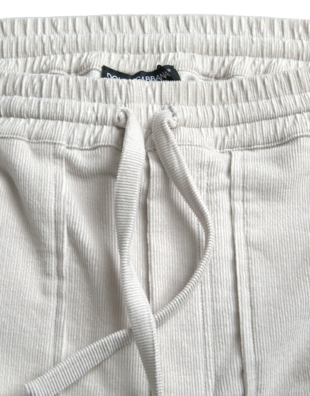 Men’s Dolce &amp; Gabbana Beige Cotton Corduroy Logo Bermuda Shorts