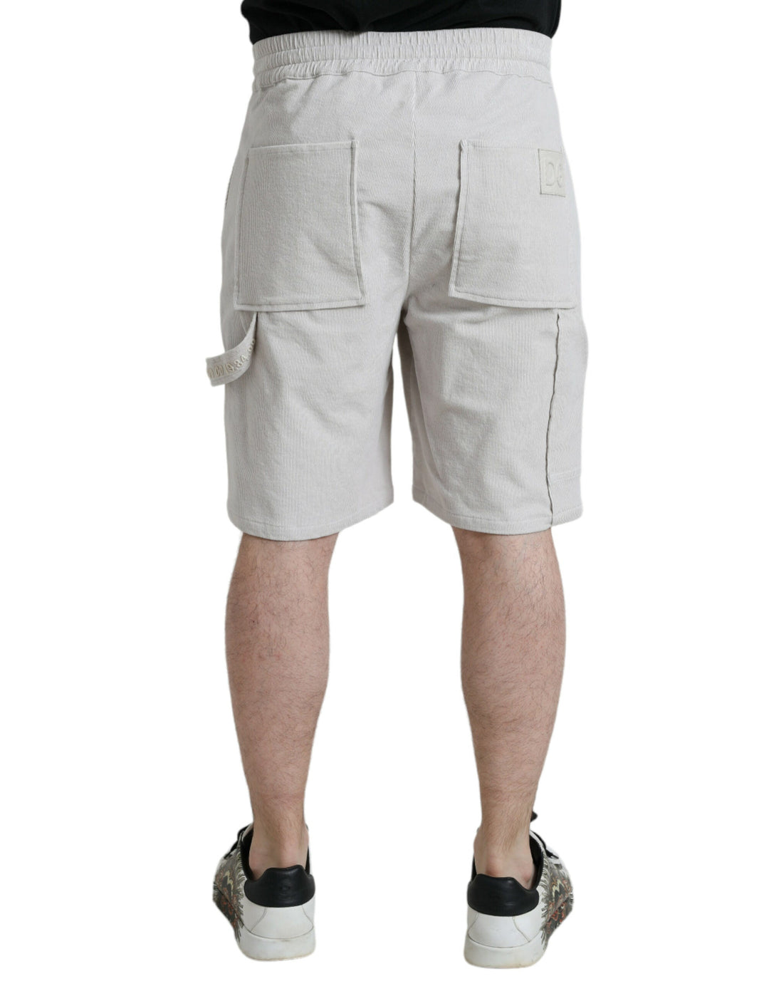 Men’s Dolce &amp; Gabbana Beige Cotton Corduroy Logo Bermuda Shorts