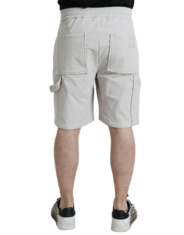 Men’s Dolce &amp; Gabbana Beige Cotton Corduroy Logo Bermuda Shorts