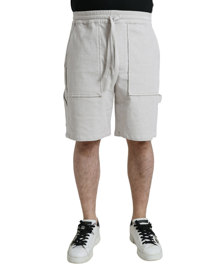 Men’s Dolce &amp; Gabbana Beige Cotton Corduroy Logo Bermuda Shorts