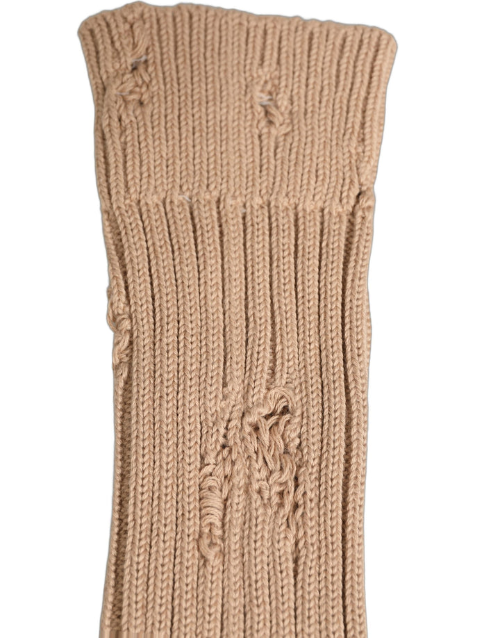 Dolce &amp; Gabbana Beige Cotton Distressed Mid Calf Accessory Socks