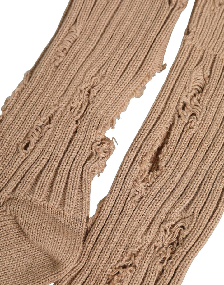 Dolce &amp; Gabbana Beige Cotton Distressed Mid Calf Accessory Socks