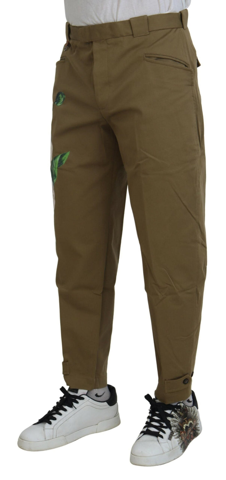 Men’s Dolce &amp; Gabbana Beige Cotton Stretch Floral Chinos Pants
