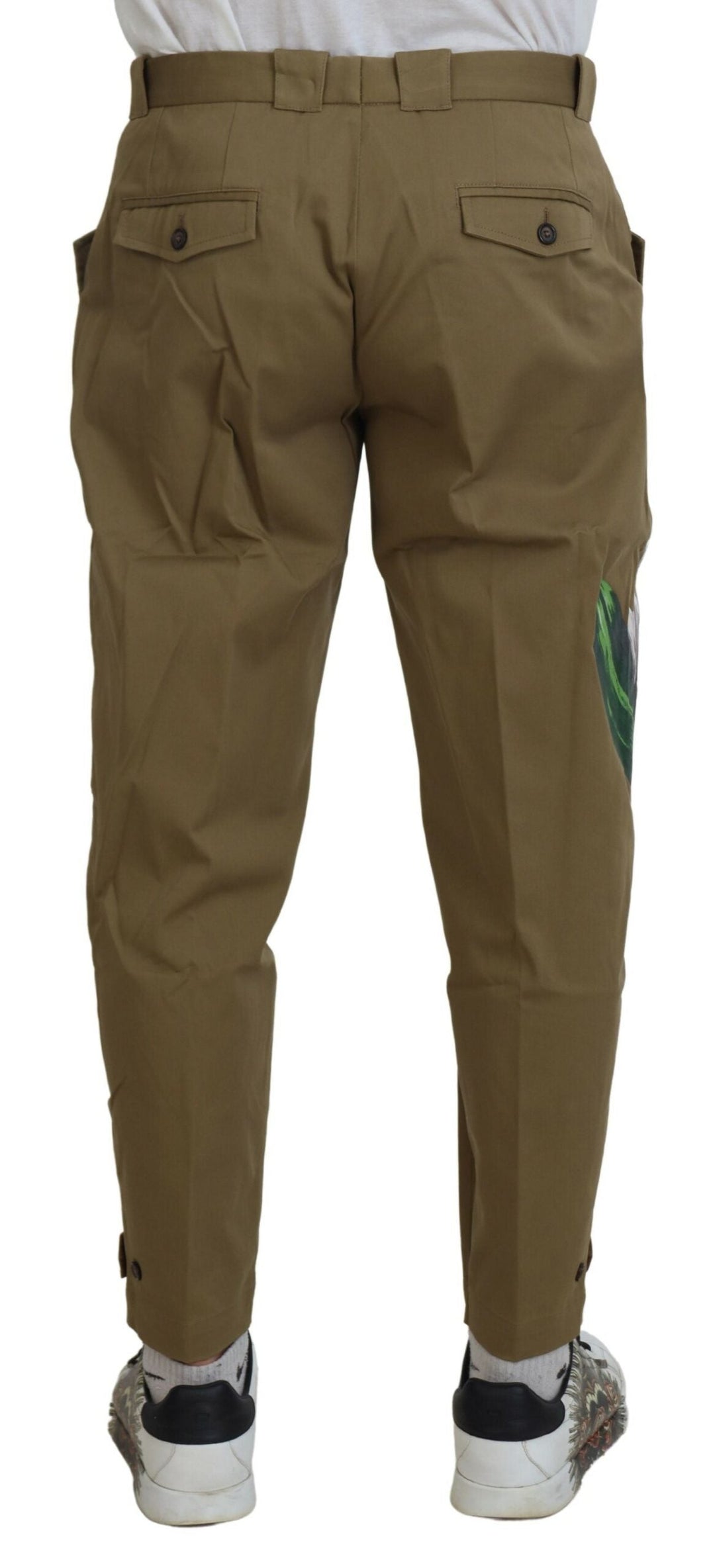 Men’s Dolce &amp; Gabbana Beige Cotton Stretch Floral Chinos Pants