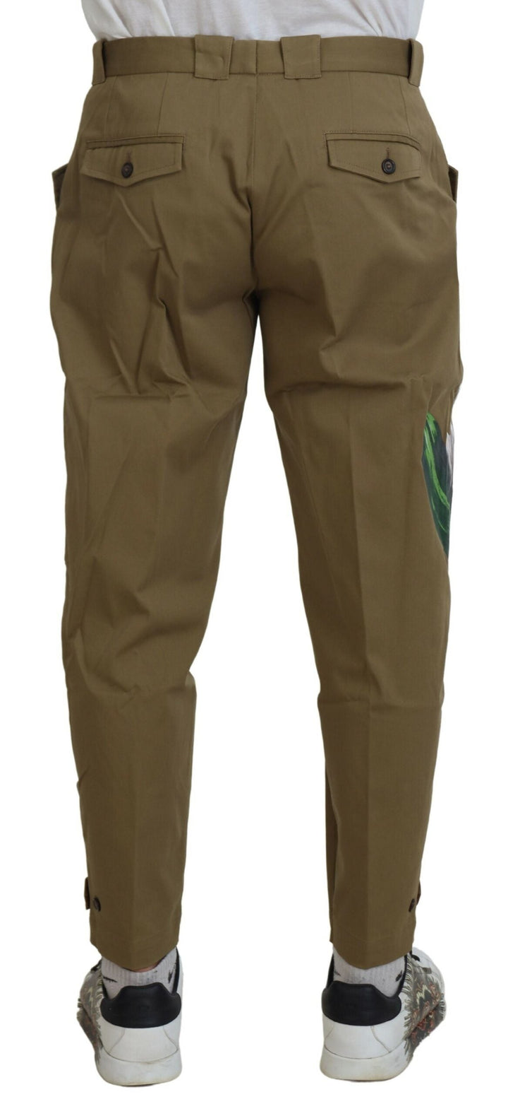 Men’s Dolce &amp; Gabbana Beige Cotton Stretch Floral Chinos Pants