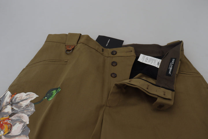 Men’s Dolce &amp; Gabbana Beige Cotton Stretch Floral Chinos Pants