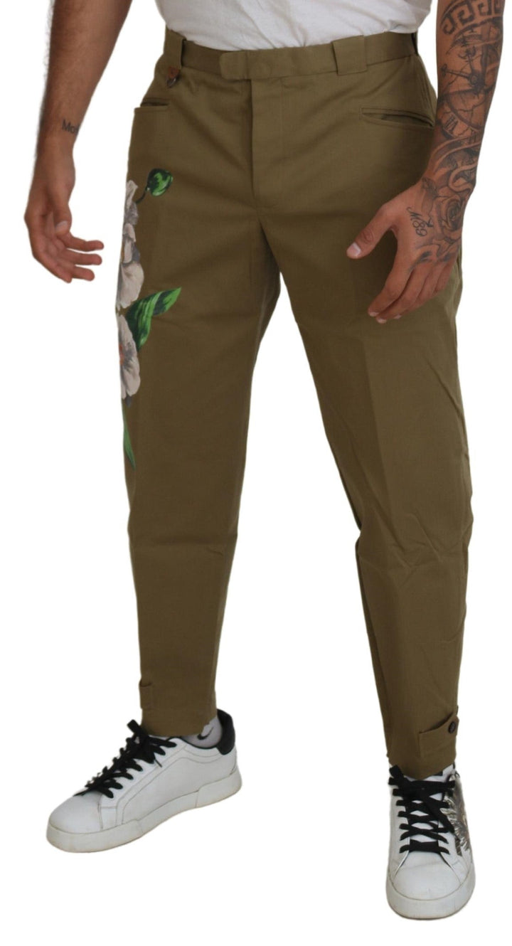 Men’s Dolce &amp; Gabbana Beige Cotton Stretch Floral Chinos Pants