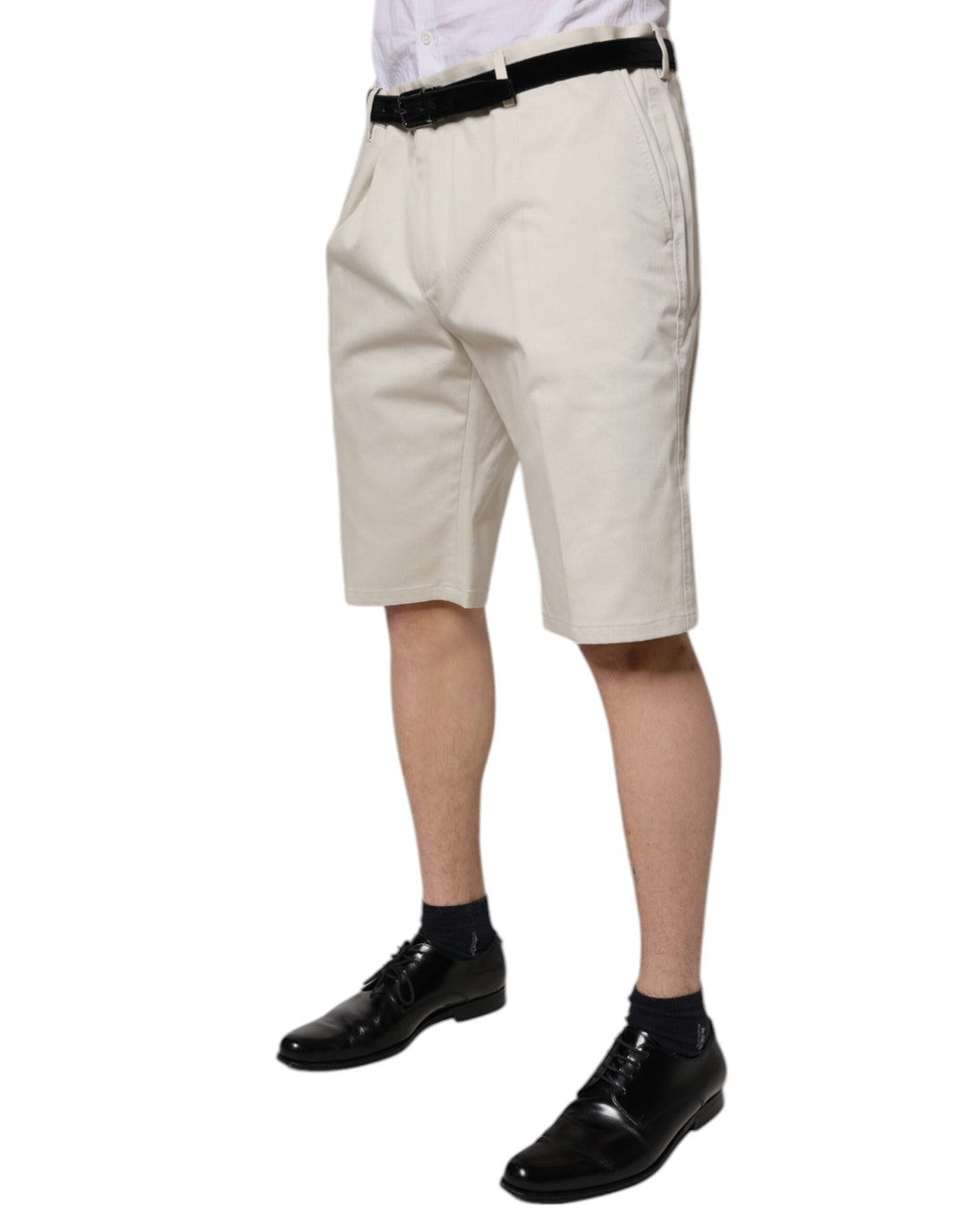 Men’s Dolce &amp; Gabbana Beige Cotton Stretch Mid Waist Bermuda Shorts