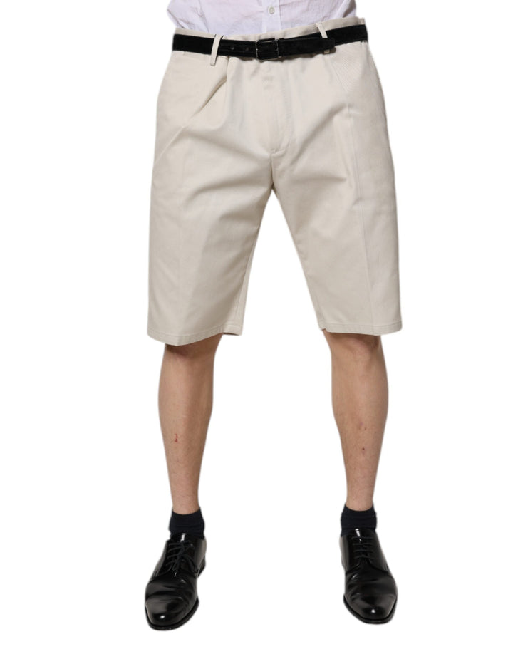 Men’s Dolce &amp; Gabbana Beige Cotton Stretch Mid Waist Bermuda Shorts