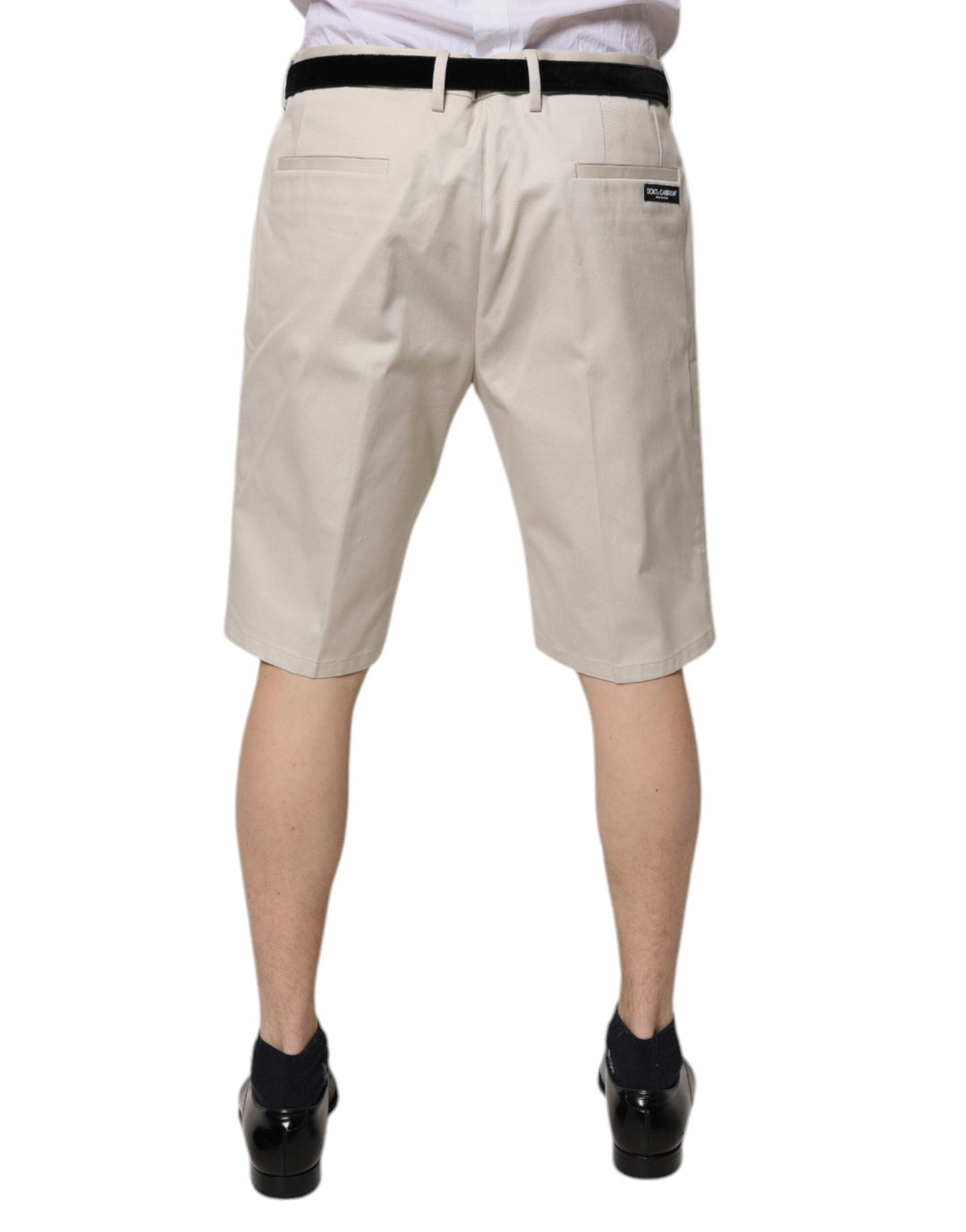 Men’s Dolce &amp; Gabbana Beige Cotton Stretch Mid Waist Bermuda Shorts