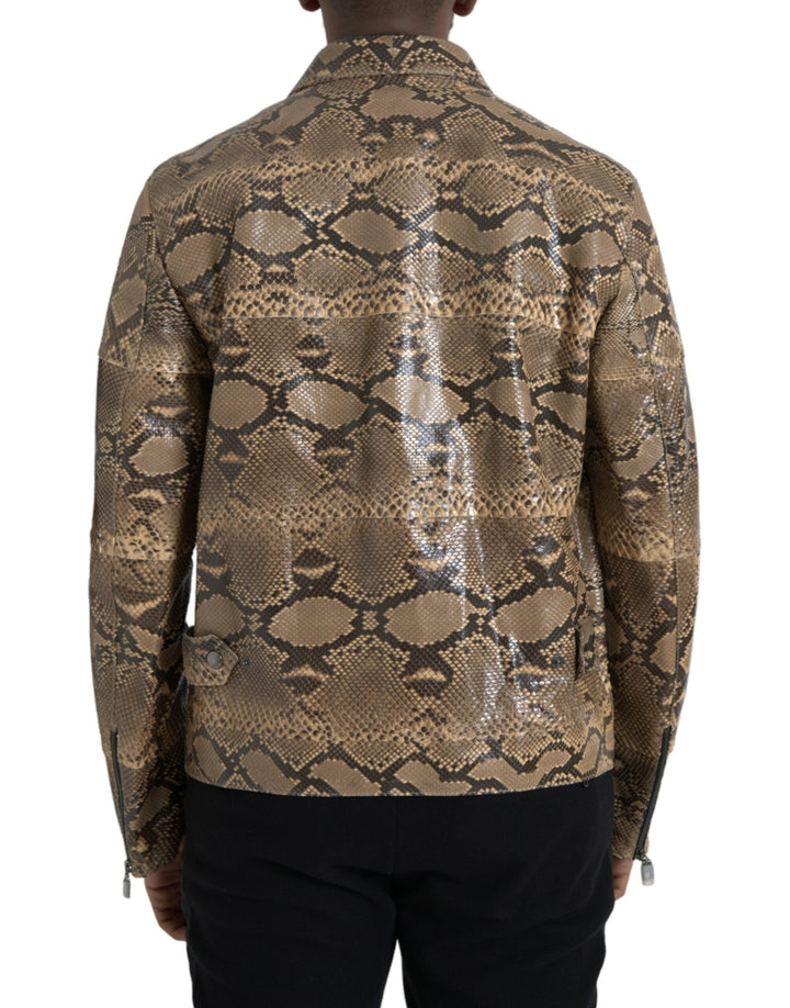 Men’s Dolce &amp; Gabbana Beige Exotic Leather Biker Blouson Jacket