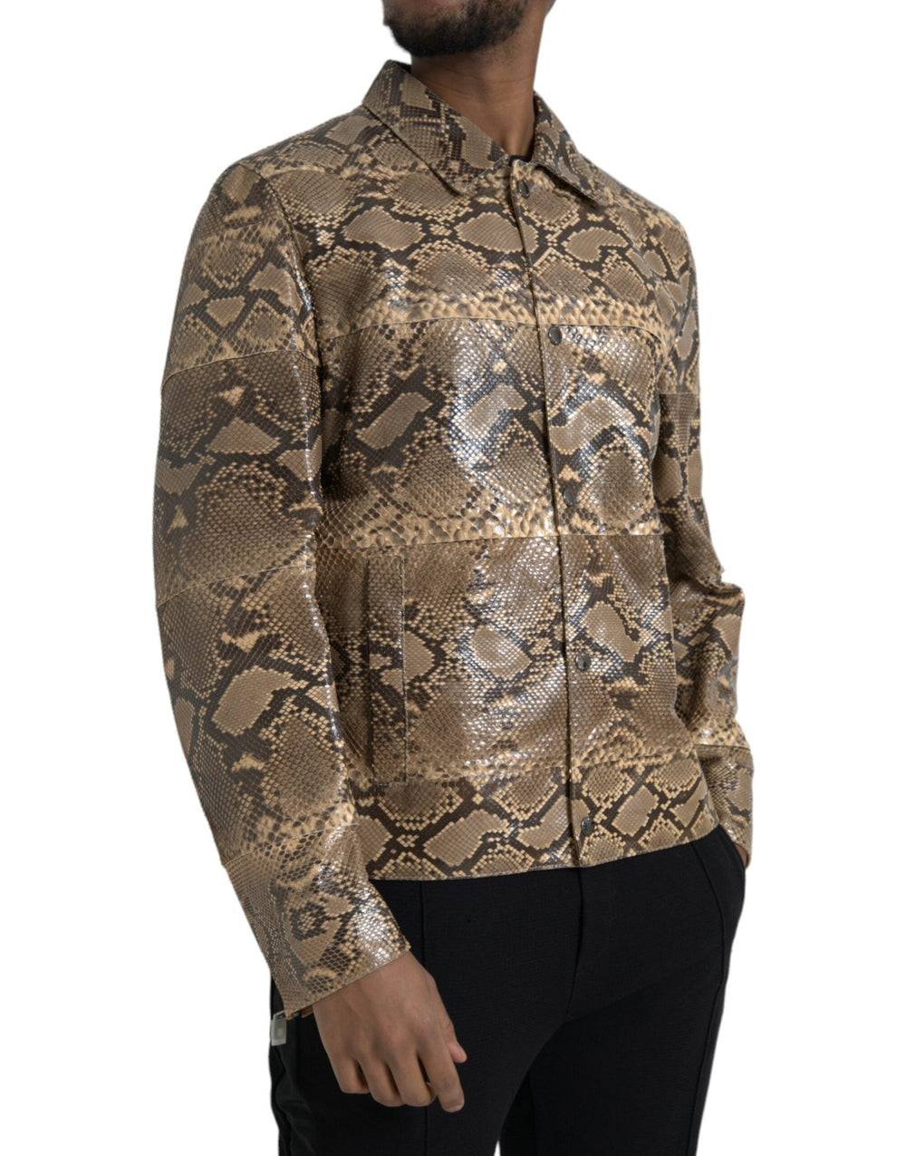 Men’s Dolce & Gabbana Beige Exotic Leather Biker Blouson Jacket