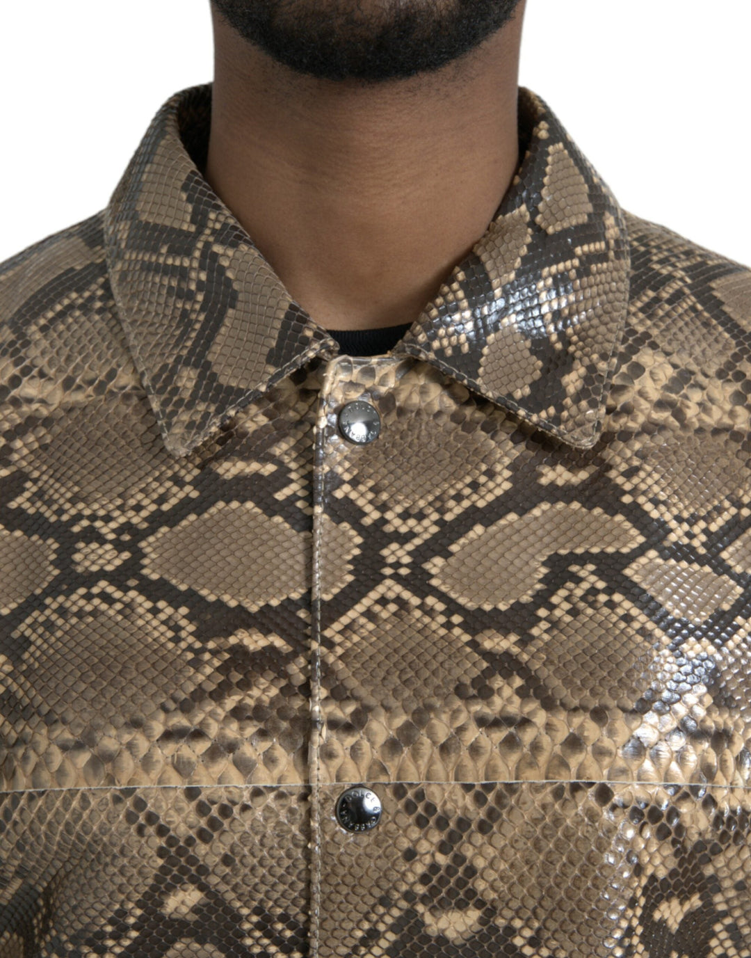 Men’s Dolce &amp; Gabbana Beige Exotic Leather Biker Blouson Jacket