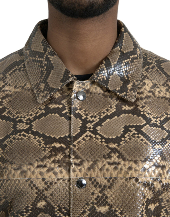 Men’s Dolce &amp; Gabbana Beige Exotic Leather Biker Blouson Jacket