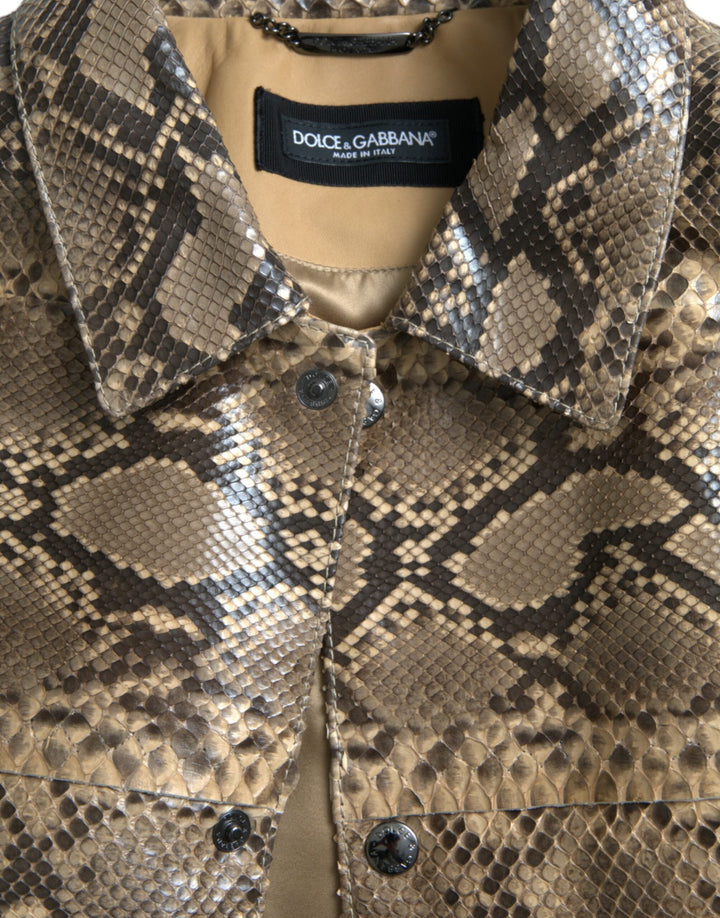 Men’s Dolce &amp; Gabbana Beige Exotic Leather Biker Blouson Jacket